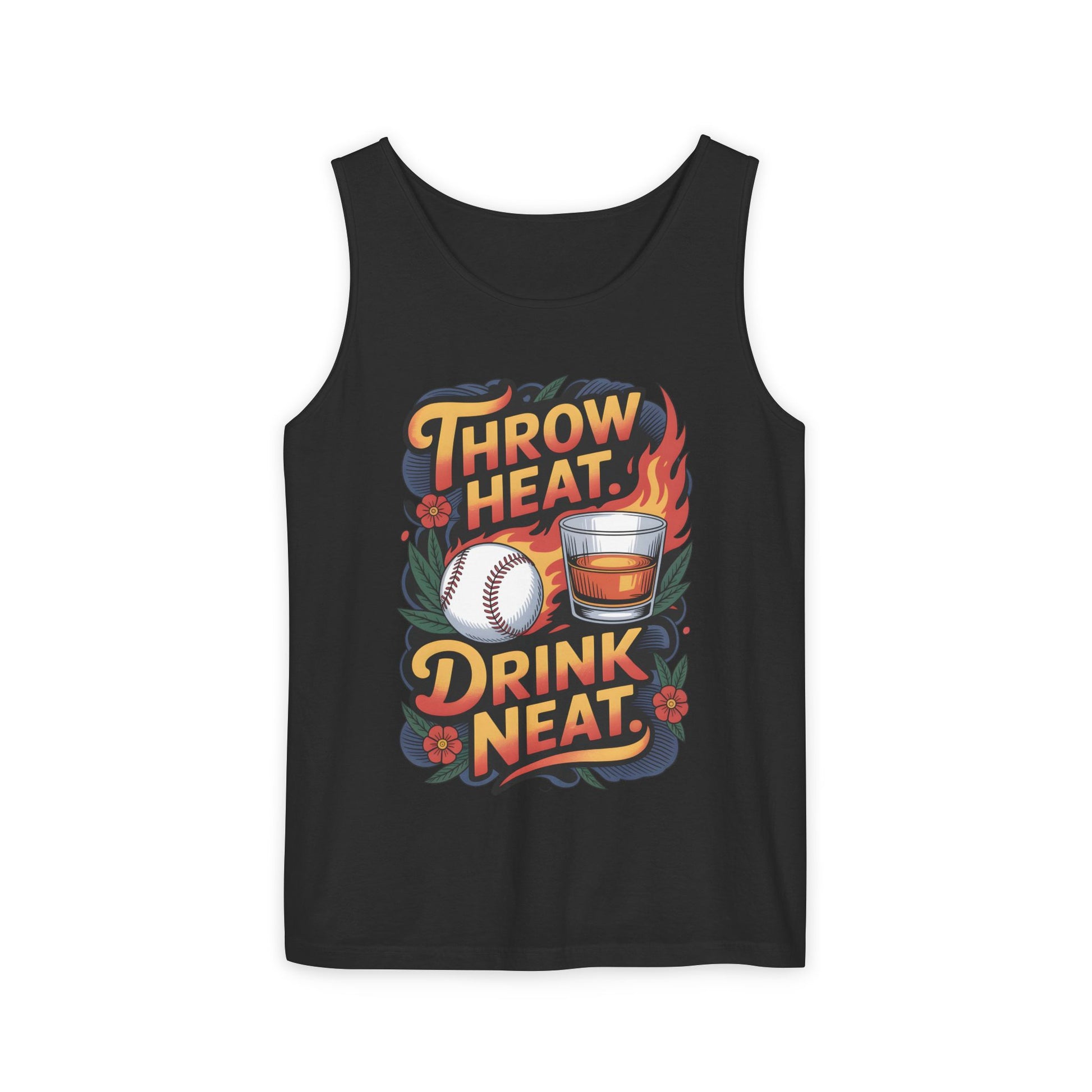 Throw Heat Drink Neat Tank Top | Bourbon and Baseball