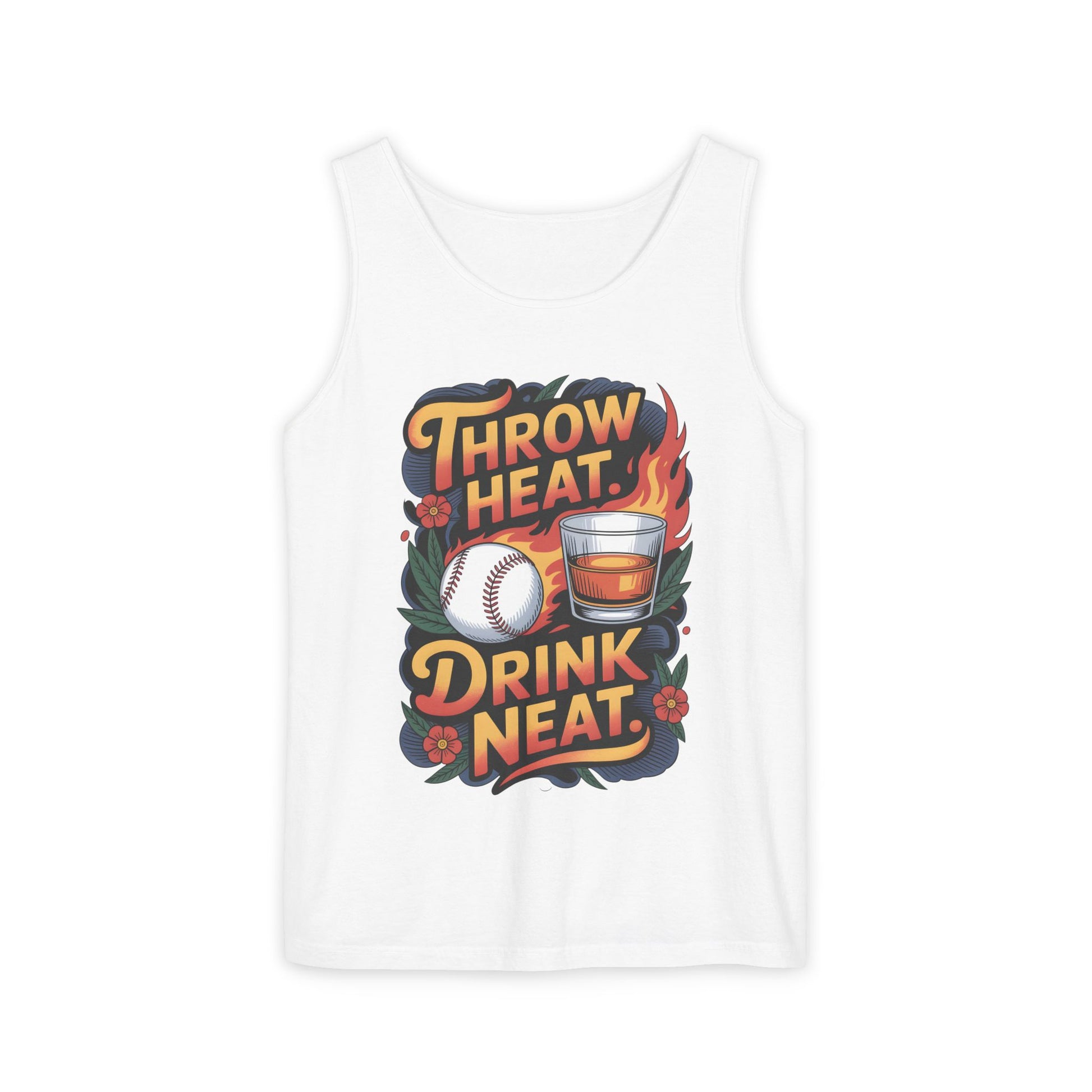 Throw Heat Drink Neat Tank Top | Bourbon and Baseball