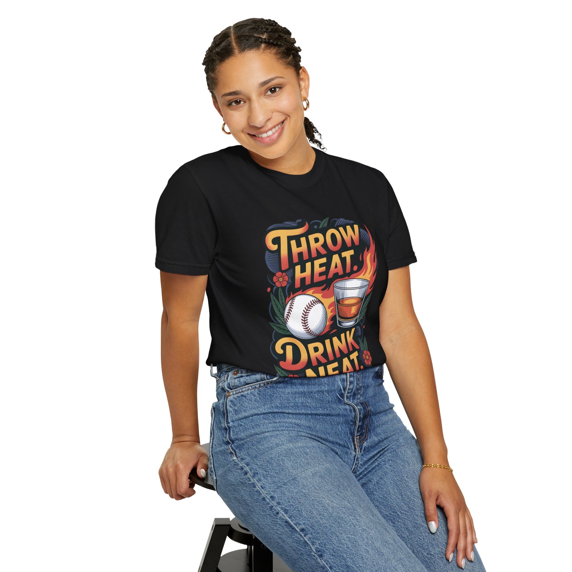 Throw Heat Drink Neat Shirt | Bourbon and Baseball