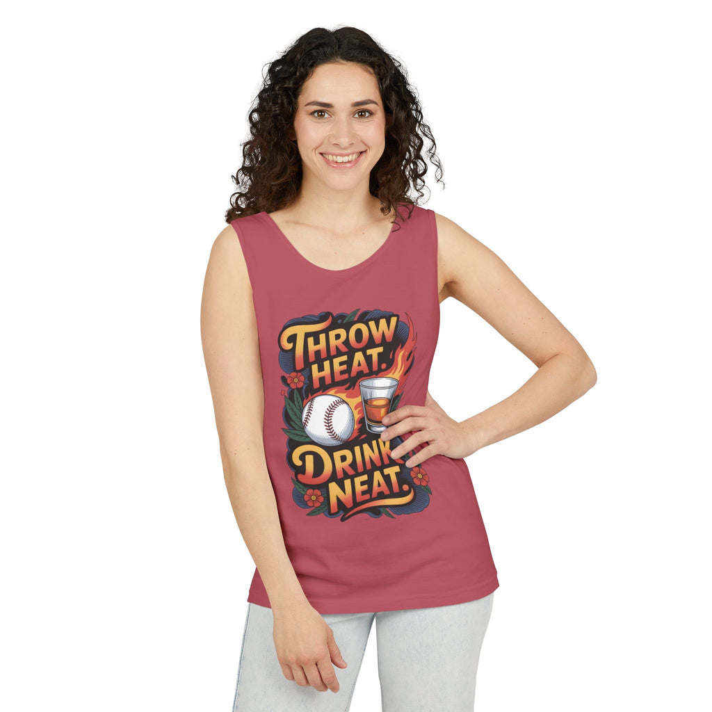 Throw Heat Drink Neat Tank Top | Bourbon and Baseball